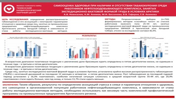 САМООЦЕНКА ЗДОРОВЬЯ ПРИ НАЛИЧИИ И ОТСУТСТВИИ ТАБАКОКУРЕНИЯ СРЕДИ РАБОТНИКОВ НЕФТЕГАЗОДОБЫВАЮЩЕГО КОМПЛЕКСА, ЗАНЯТЫХ ЭКСПЕДИЦИОННО-ВАХТОВОЙ ФОРМОЙ ТРУДА В УСЛОВИЯХ АРКТИКИ