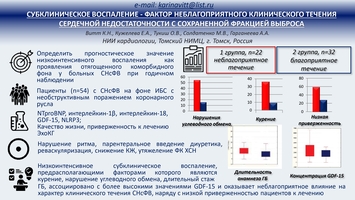 СУБКЛИНИЧЕСКОЕ ВОСПАЛЕНИЕ - ФАКТОР НЕБЛАГОПРИЯТНОГО КЛИНИЧЕСКОГО ТЕЧЕНИЯ 
СЕРДЕЧНОЙ НЕДОСТАТОЧНОСТИ С СОХРАНЕННОЙ ФРАКЦИЕЙ ВЫБРОСА